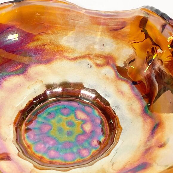 Fenton Amethyst Glass Candy Dish Carnival Antique Honeycomb & Clover Bon Bon 6" - Picture 8 of 10